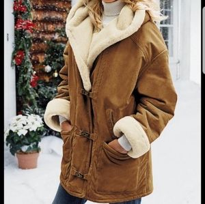Gallery leather faux Sherpa lined heavy coat